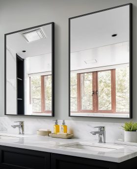 Bathroom Vanity Mirror for Wall, 2 Pack 36" x 24" Metal Framed Rectangular Bathroom Wall Mirror for Over Sink, HD Shatterproof Glass, Hangs Horizontally or Vertically(Black)