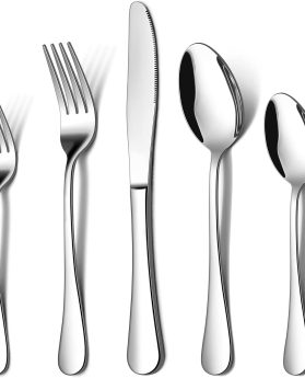 LIANYU 20 Piece Silverware Flatware Cutlery Set, Stainless Steel Utensils Service for 4, Include Knife Fork Spoon, Mirror Polished, Dishwasher Safe