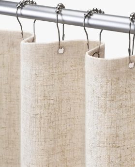 Linen Shower Curtain Beige Boho Farmhouse Shower Curtains for Bathroom Fabric Cream Cloth Liner 72 x 72 Inch