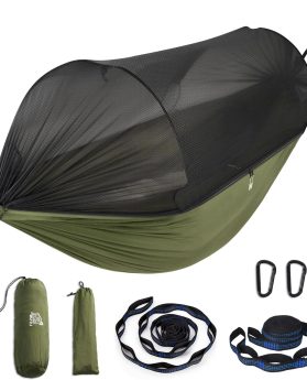 Miztli Camping Hammock -Portable Hammock w/Spacious Net & Tree Straps w/Adjutable Loops,Double and Single Hammock for Outdoor, Hiking, and Travel